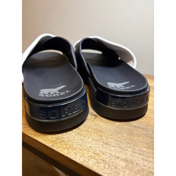 Sorel Roaming Crisscross Slide Sandal Black Leather Platform 10 - Image 5