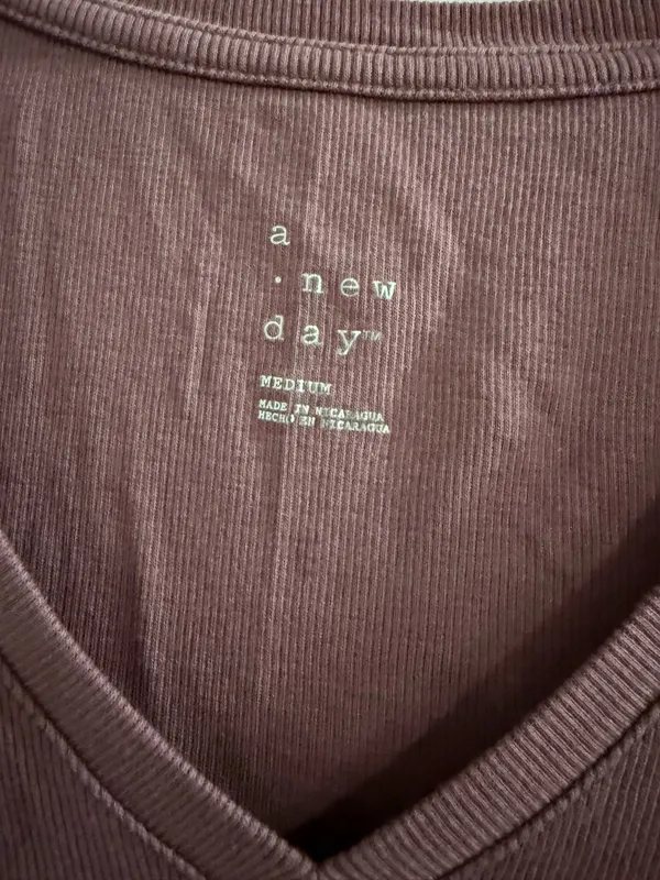 A New Day Mauve Ribbed V Neck Long Sleeve Top - Image 3