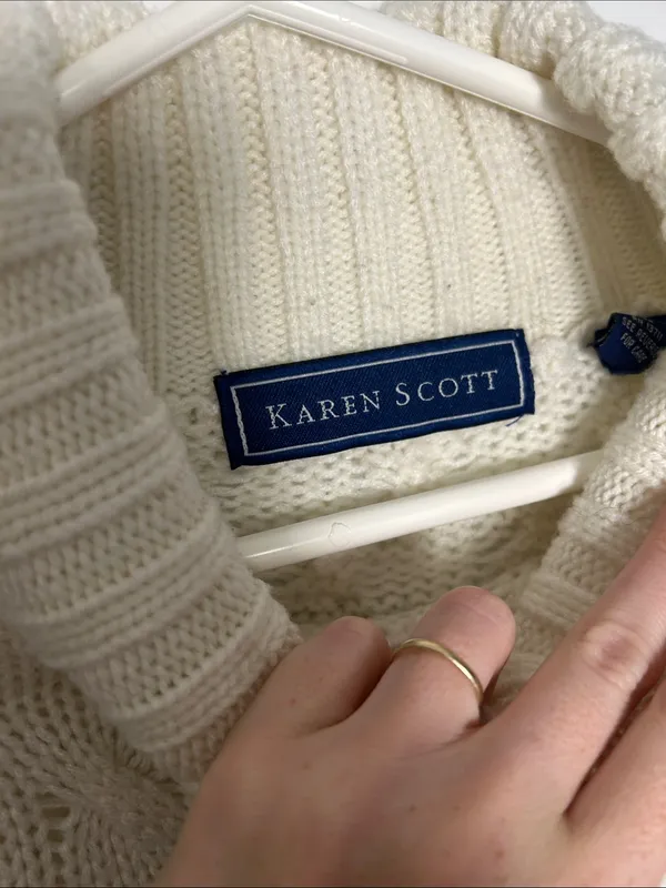 Karen Scott Cream Cable Knit Turtleneck - Image 4