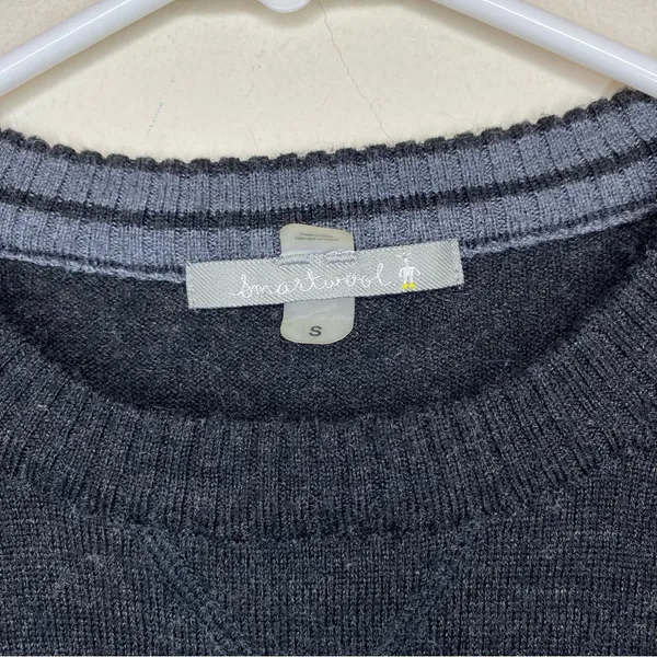 SMARTWOOL Merino Wool Blend Crewneck Pullover Sweater Black/Charcoal Gray Small - Image 3