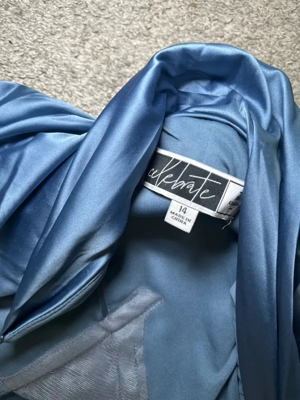 DB Studio Celebrate Satin V-Neck Maxi Dress Blue Size 14 - Image 2