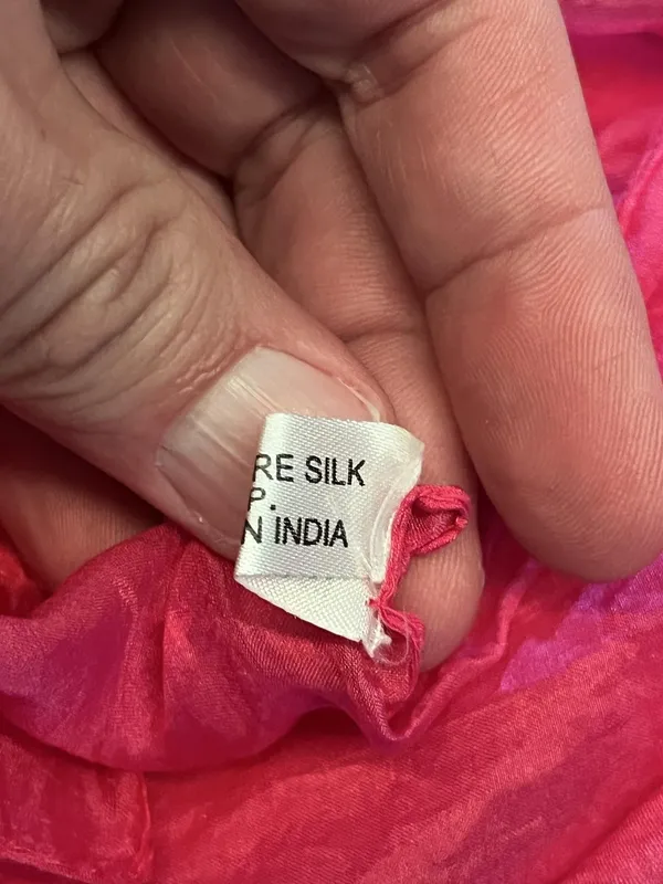 Pink Silk Scarf Womens One Size Sheer Crinkle Chiffon Rectangle Wrap Shawl India - Image 9
