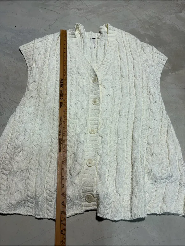 Free people Cream Cable Knit Button-Front tunic sweater dress large - Image 5