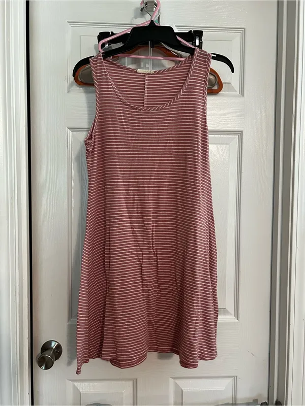 Olivia Rae Dusty Rose Striped Tank Swing Dress - Image 2