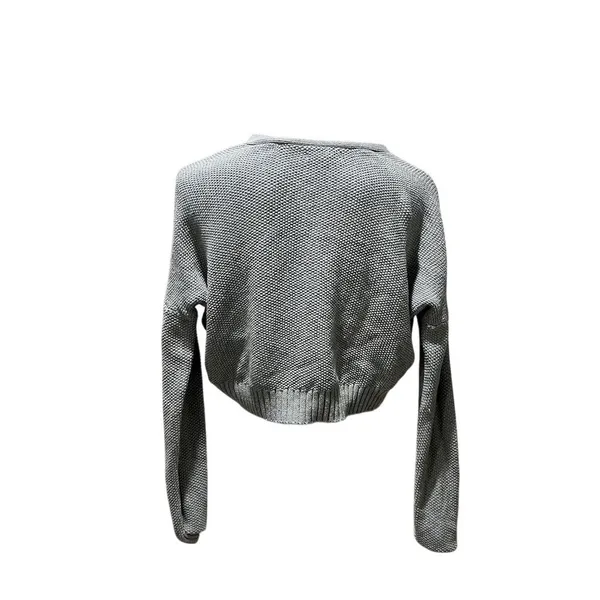 LA Hearts Women's Gray Cropped Henley Sweater Size S Casual Fall - Image 9
