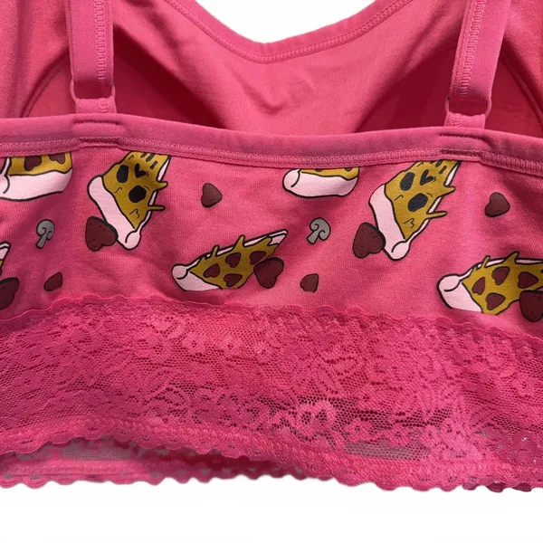 Torrid Seamless Lace Band Pizza My Heart Pink Bralette Size 0 (L/12) - Image 7