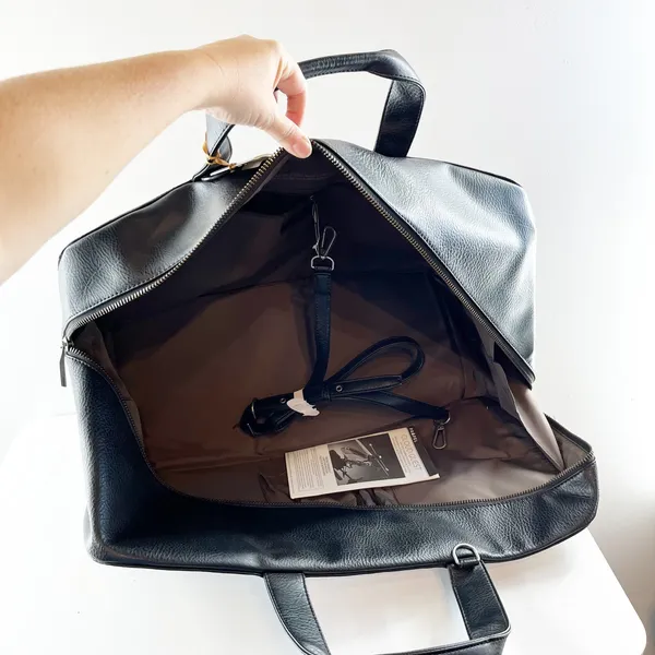Matt & Nat Vegan Leather Zip Around Travel Weekender Duffel Bag Black - Image 3