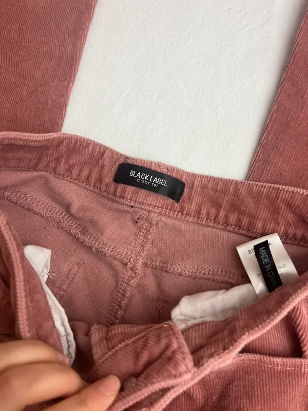Black Label by C’est Toi Pink Corduroy Flare Jeans - Image 4