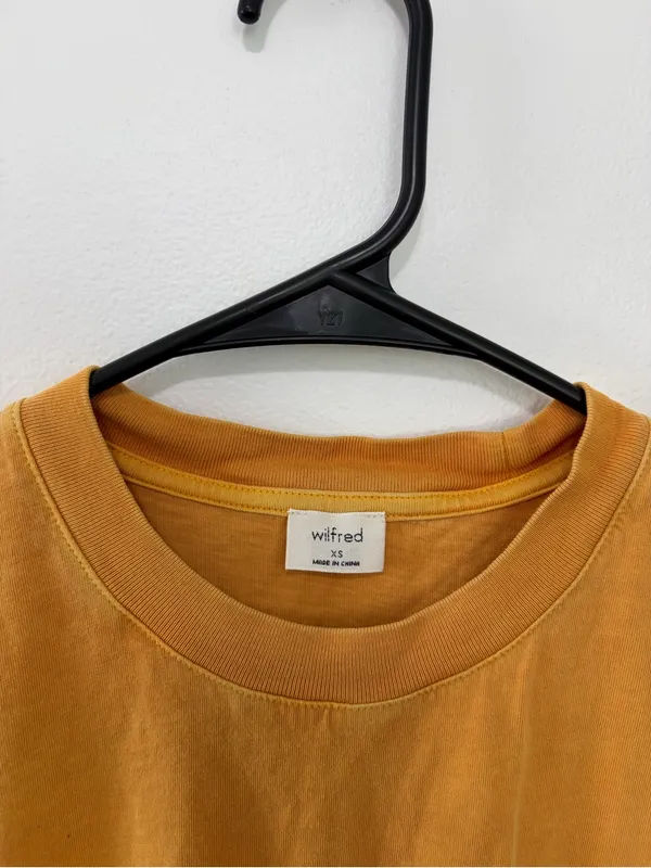 Wilfred Piaf Mustard Yellow Cotton Jersey Crew Neck Cropped T-Shirt- Size XS - Image 4