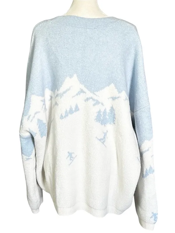 LOFT Mountain Ski Sweater Long Sleeve Snow Mountain Design Blue Size XL - Image 2