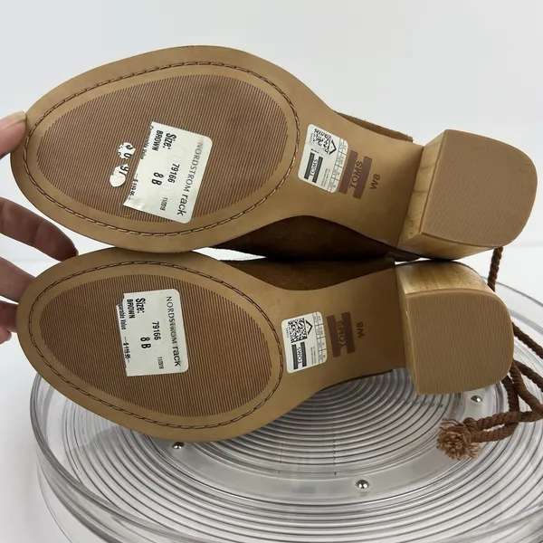 Toms Womens Sandals SZ 8 Elba Brown Suede Open Toe Block Heel Tie Back‎ Ruffle - Image 5