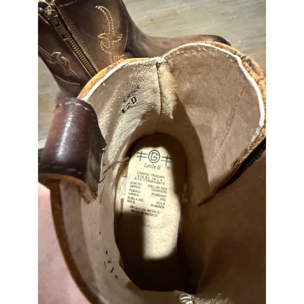 Circle G Tobacco Embroidered Western Ankle Booties Round Toe New 7 Boho‎ - Image 10