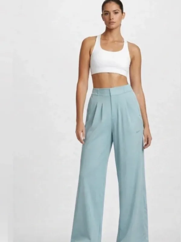 NWT Nike Dri-Fit Trousers Wide Leg Workout Training Pant Aqua Blue Medium - Image 2