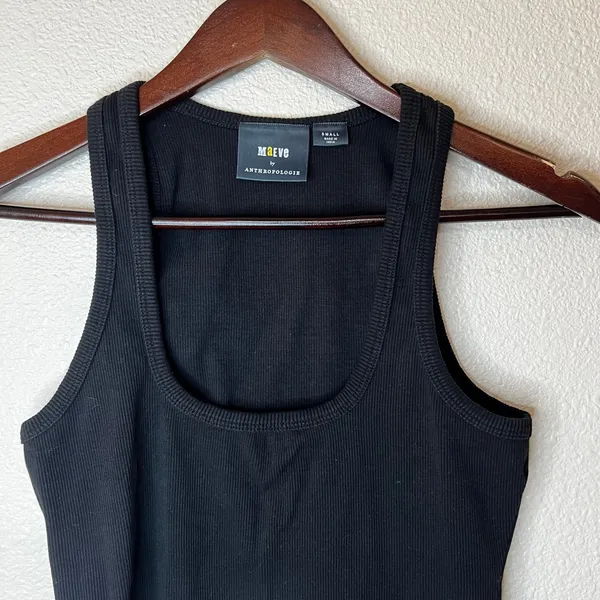 Maeve | Anthropologie Black Ribbed Tank Top WOMENS SMALL - Image 2