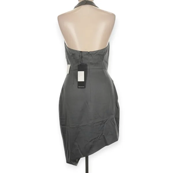 NWT Elliatt Camo Blouson Halter Dress Sz Large Charcoal Gray Asymmetrical Satin - Image 6