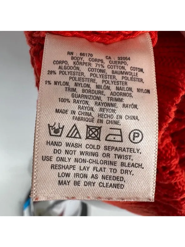 Anthropologie Moth Open Knit Zipper Back Sweater Orange Size XL - Image 8
