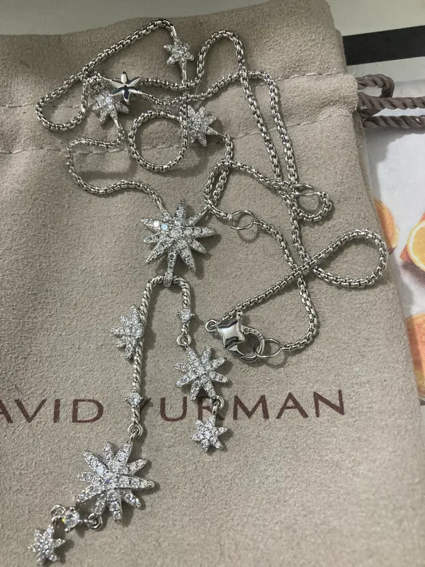 David Yurman Starburst Multi Star Drop Necklace 925 Silver - Image 4
