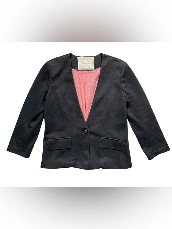 Anthropologie Cartonnier Charcoal Sans Collar 3/4 Sleeve Blazer - Image 2