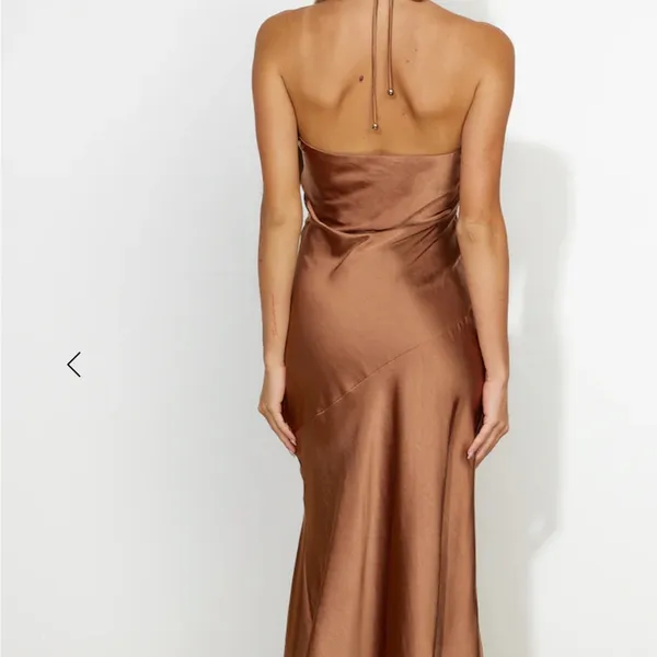 Hello Molly NWT Strapless Satin Dress in Rich Brown - Image 6