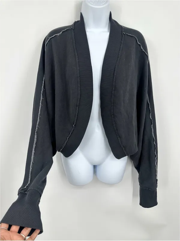 American Eagle Cropped Sweatshirt Cardigan Size 2XL Oversized Loungewear - Image 2