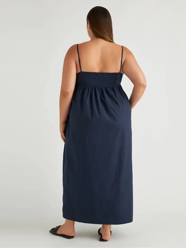 Quince Navy 100% Organic Cotton Sleeveless Maxi Dress, Size XS - Image 6