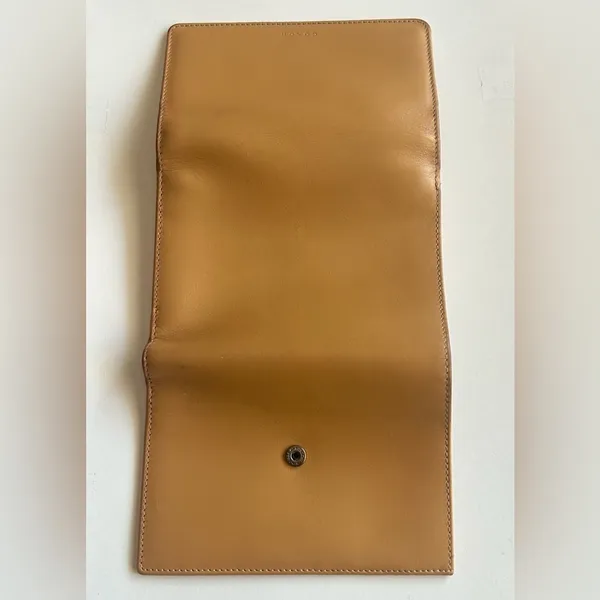 Vintage Coach Leather Tri Fold Card Holder Wallet Tan Camel 5.5”x4” - Image 11