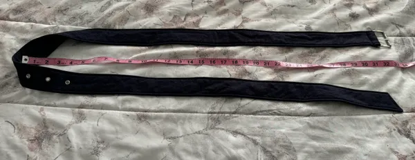 Navy Blue Canvas Fabric Belt with Silver Buckle, size 64” - Image 3