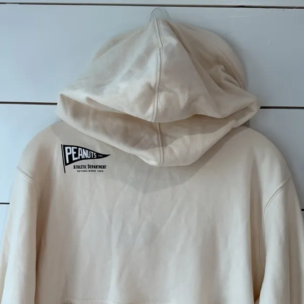 ZARA Peanuts Snoopy Cream Hoodie Sz M - Image 8
