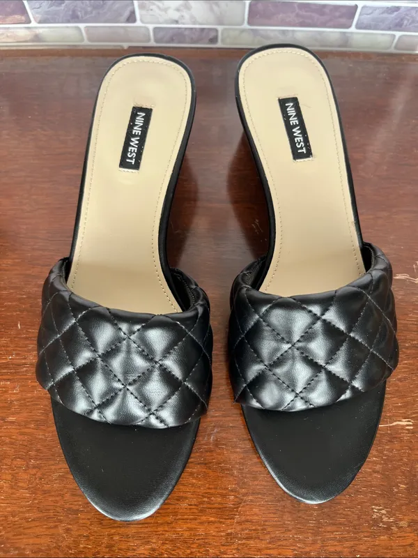 Nine West Lancie3 Quilted Wedge Sandals - Image 5