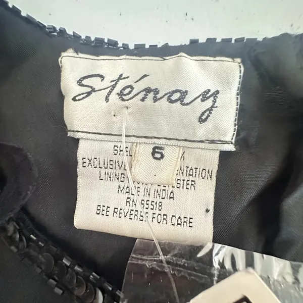 Vintage Stenay Silk Beaded Maxi Dress 6 Black Gown Cocktail Beaded Formal Party‎ - Image 10