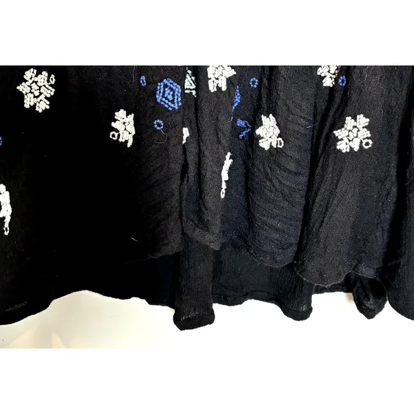 Womens Free People Whimsigoth Embroidered Dress Tunic V-Neck Snowflakes Size M - Image 3