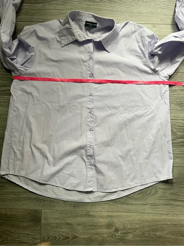 White Fox Lavender Oversized Black Long Sleeve Cotton Button Down Preppy S/M - Image 8