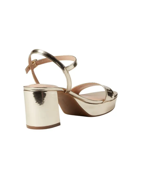 NWT Bandolino Pennie Platform Block Heel Sandals BNPENNIE3 Platino Gold 6M - Image 5