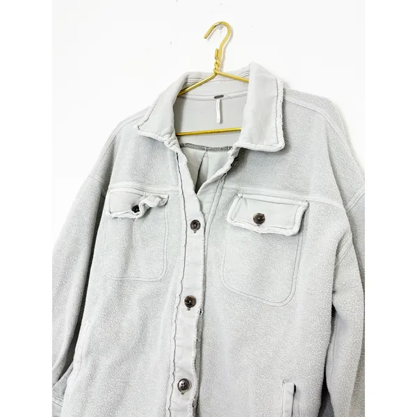 Free People Ruby Jacket in Stone Size Small Oversized Boho Shacket - Image 8