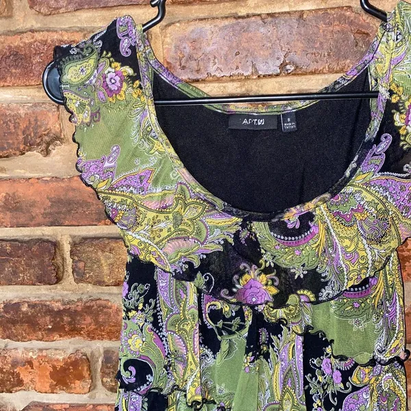 Apt. 9 Multicolored Paisley Sleeveless Tiered Ruffle Top Women's Size Small - Image 2