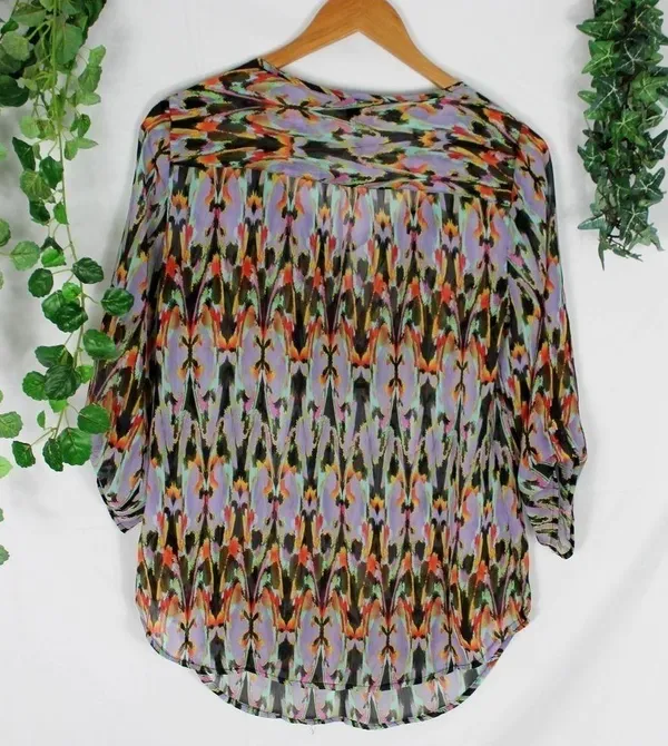 4/$25 Express Flowy Tie front chiffon top - Image 3