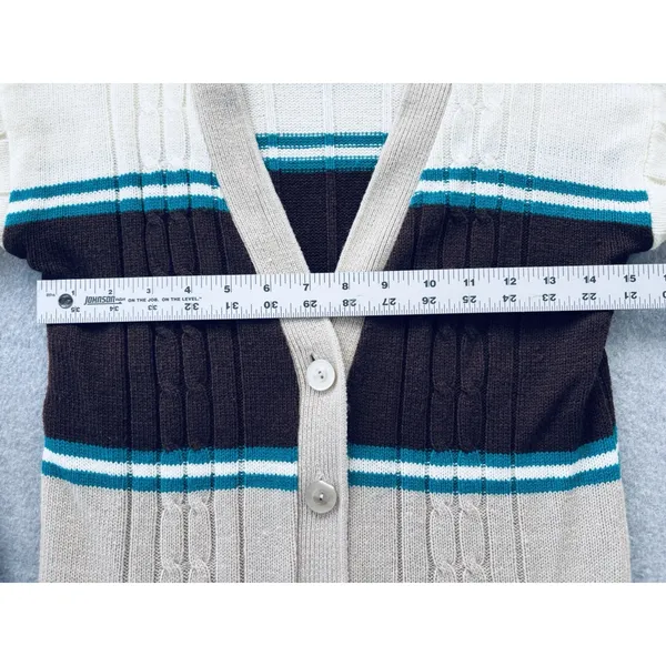 Vintage 70s Kmart Women's Small Stripe Cardigan Retro Sweater Funky Academia - Image 8