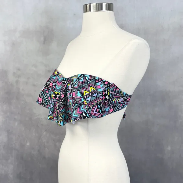 Hula Honey Bikini Swim Top‎ Size Medium Aztec Ruffle Bandeau Boho Indie Festival - Image 2