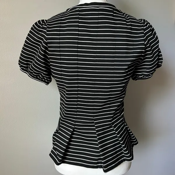 Maeve by Anthropologie Striped Peplum Blouse Top Fitted Size Small - Image 5