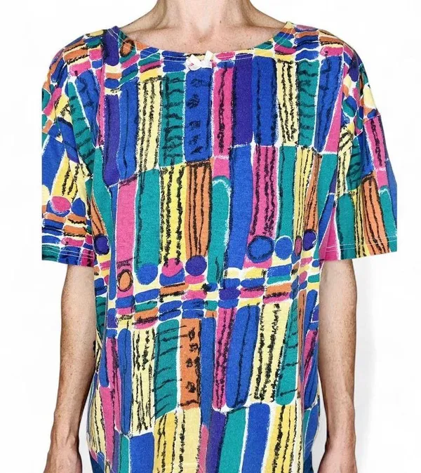 Vintage 90’s Penny Lane Colorful Abstract Bow Tee Shirt - Image 7