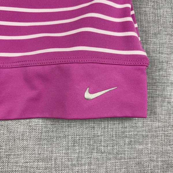 Nike Golf Tour Performance Polo Womens L Pink Stripe Dri-FIT 541957-636 - Image 2