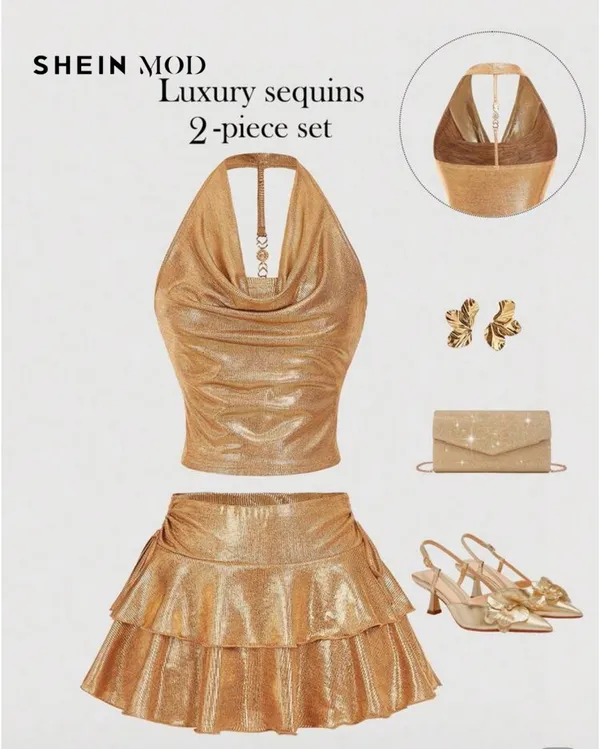 SheIn gold two piece set - Image 2