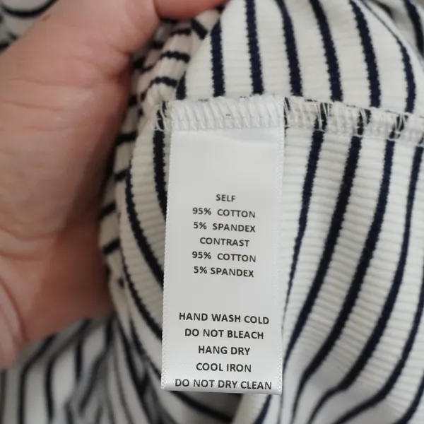 Things Between Maxi Dress Navy White Striped Ribbed Scoop Neck Minimalist Casual - Image 6