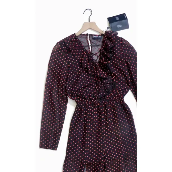 NWT!! THE FIFTH LABEL Titania Jumpsuit Black Red Clip Dot Dots Ruffle X-Small - Image 3
