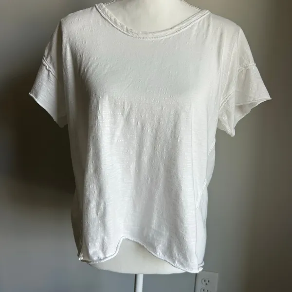 Pilcro Solid White Classic T-Shirt Flowy Lightweight Boho Oversized Size Small - Image 2