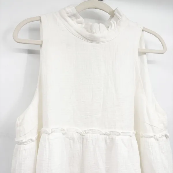 Pomander Place Tuckernuck Womens White Morgan Ruffle Tiered Gauze Mini Dress XL - Image 5