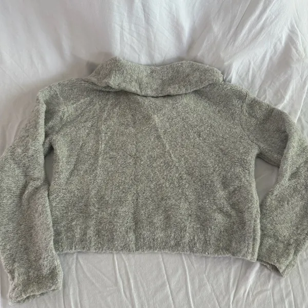 Wilfred Free grey collared gwyneth quarter zip sweater size medium - Image 2