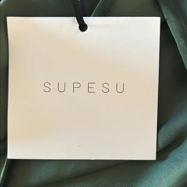 SUPESU Satin Midi Slip Dress Adjustable Spaghetti Strap, Green, Size XS, NWT - Image 10
