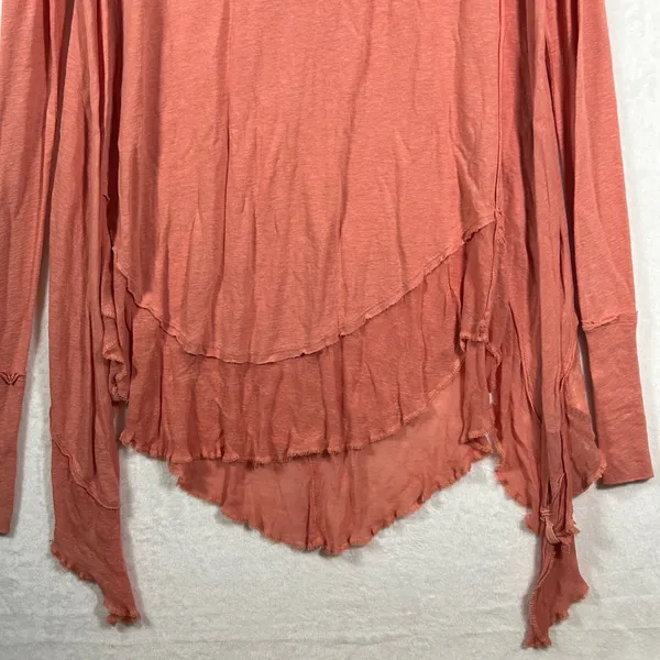 Free People We The Free Pinched Cheeks Linen Blend Tunic Top Coral‎ Pink Small - Image 8