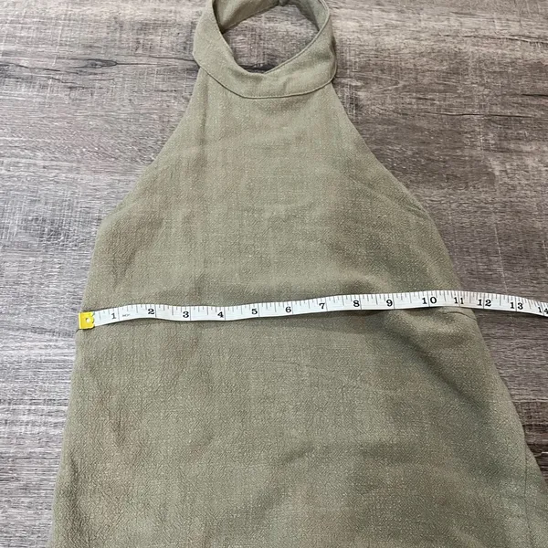 PRETTY LITTLE THING Khaki Textured Halterneck Tie Back Top - Image 6